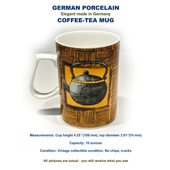GERMAN PORCELAIN Elegant made in Germany COFFEE-TEA MUG - Picture 1 of 7
